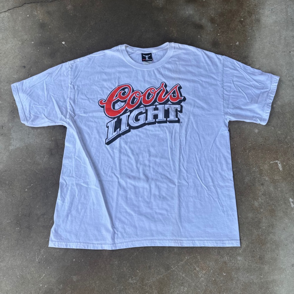 Hanes Coors Light T-Shirt Mens XL White Excellent Graphic Beer Promo Beefy-T